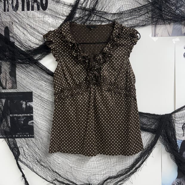 nerd girl dot lace detail sleeveless 