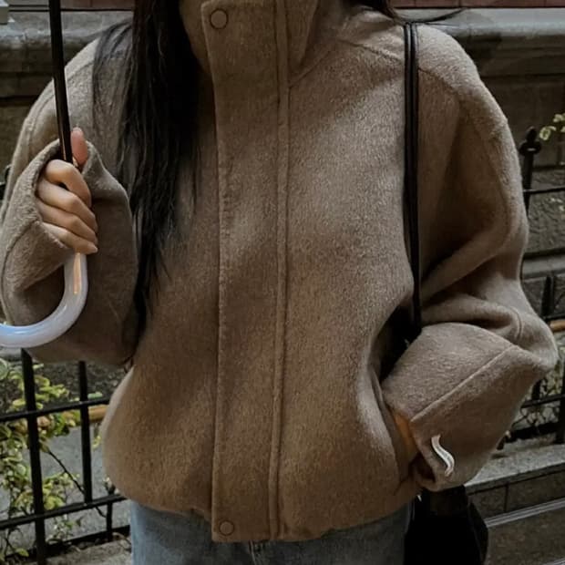 메이빈스 핸드메이드 숏 코트 브라운 여성 자켓 코트