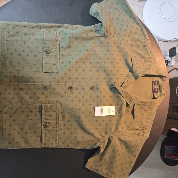 RRL 에반튼슨 프린트 반팔 올리브 셔츠