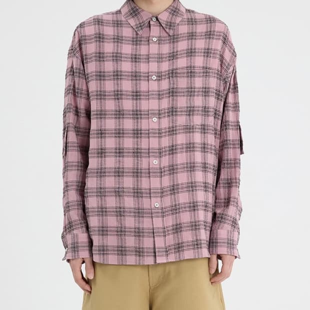 애프터프레이 오버 체크 브라이트 셔츠 M