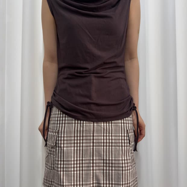 brown cargo check skirt
