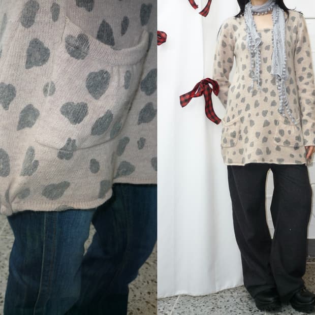 two pocket heart knit