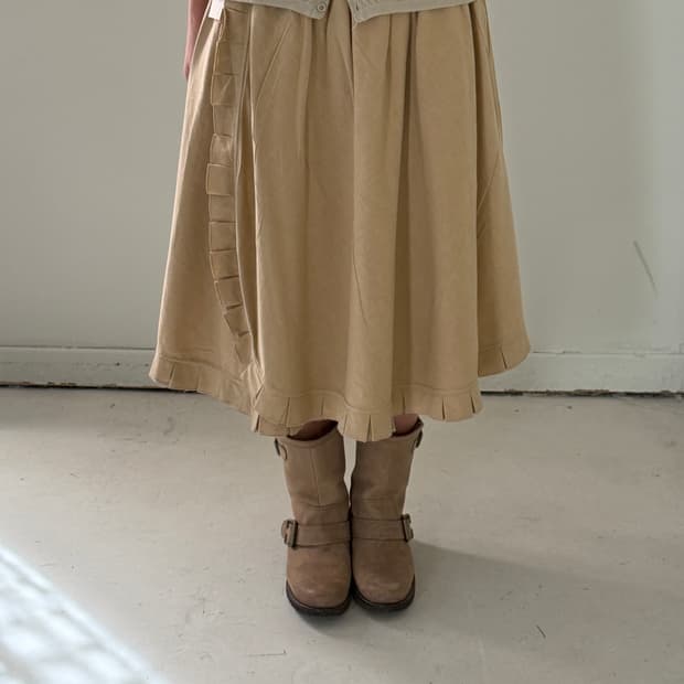 일본빈티지 Grand midi 베이지 랩스커트