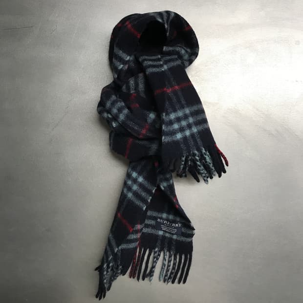 버버리 정품 램스울 머플러 네이비