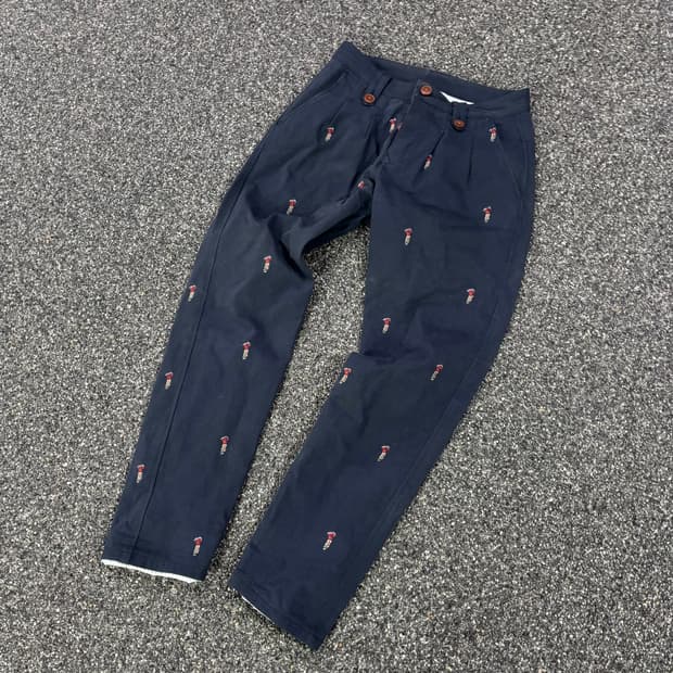 Marshell artist 골프 자수 네이비 코튼 팬츠