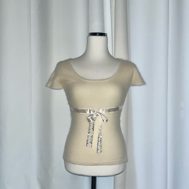 Pinky Girls 리본 니트 탑