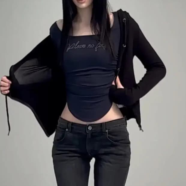 새상품) 플리즈노팔로우 로미탑 네이비 