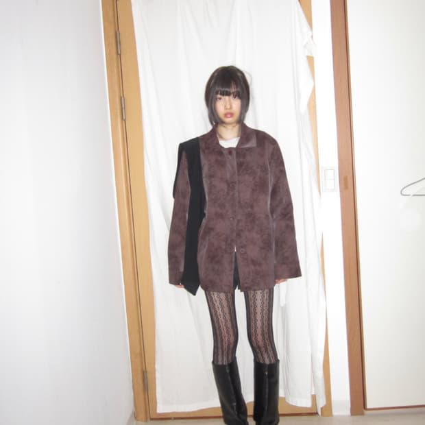 버건디 레더 자켓