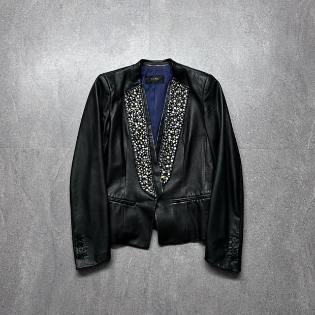 타임 스톤 큐빅 라펠 램스킨 자켓