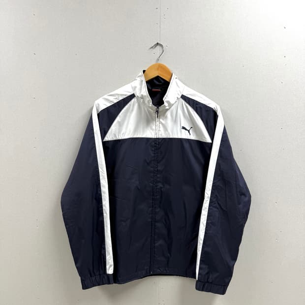 남성 L / 푸마 바람막이 집업 네이비 화이트