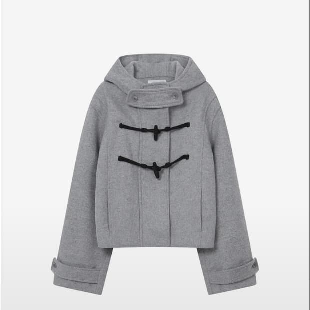 미세키서울 더플 후디 숏 코트 그레이