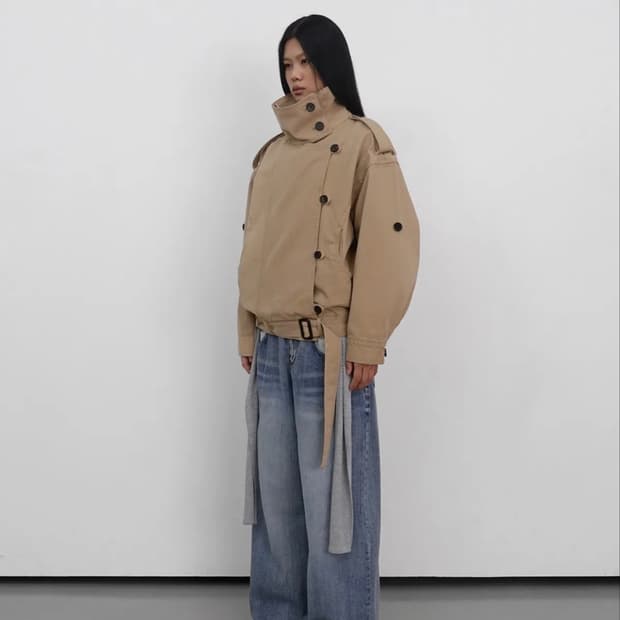 샌드릭 High Neck Cotton Jacket_Beige
