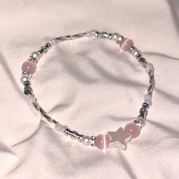 Handmade catseye stone star bracelet