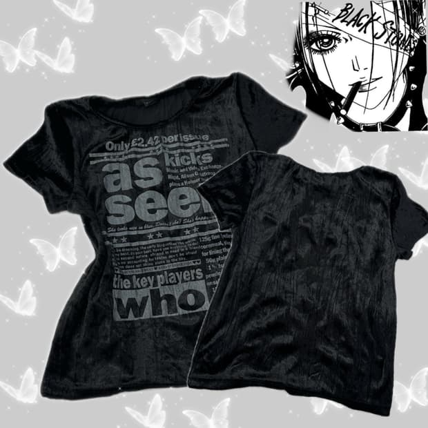 나나깔 벨벳 슬림 프린팅 반팔 티셔츠 HOROSCOPE 이너 고스로리 