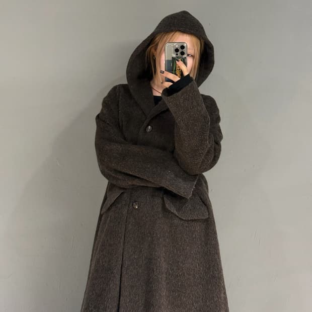 Mohair blend hood coat