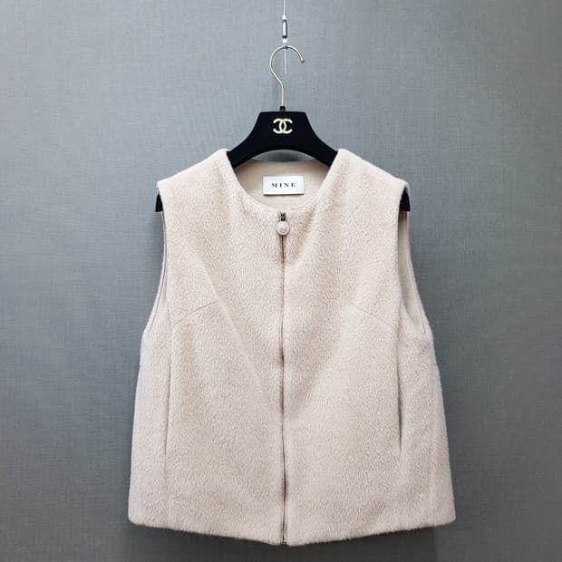 한섬 마인 알파카 울 집업 베스트 82-94-160사이즈