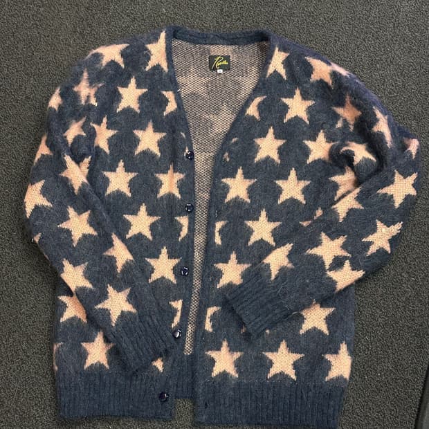 (S)니들스 스타 자카드 모헤어 가디건