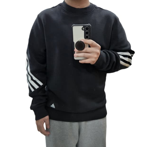 아디다스 삼선 검흰 맨투맨 L 100