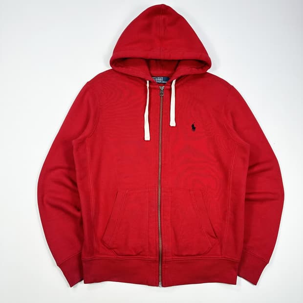 폴로 랄프로렌 헤비코튼 써멀 후드집업 레드 M