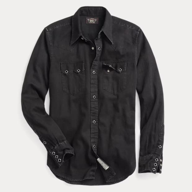 더블알엘 rrl 슬림핏 데님 웨스턴 셔츠 블랙 L