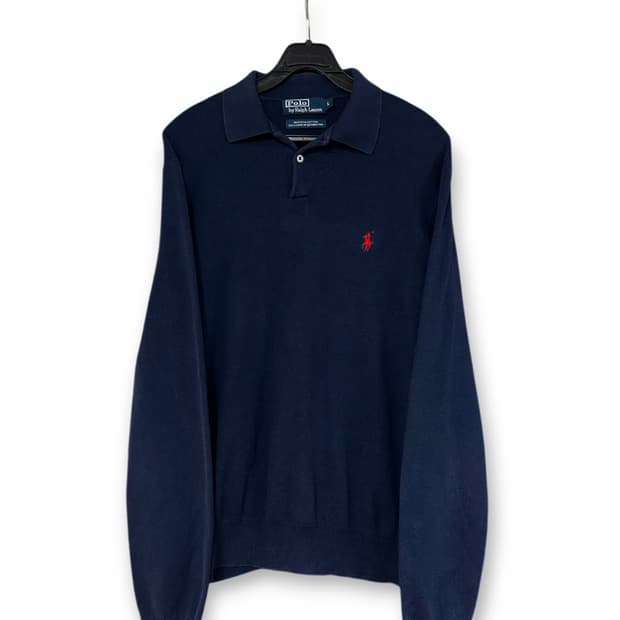 폴로 랄프로렌 네이비 카라 니트