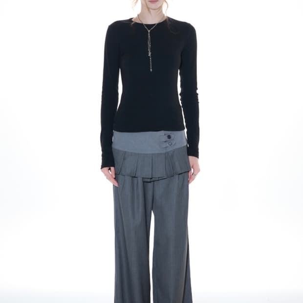 라티젠 L14 PLEATS WRAP SET 플리츠 랩스커트 슬랙스