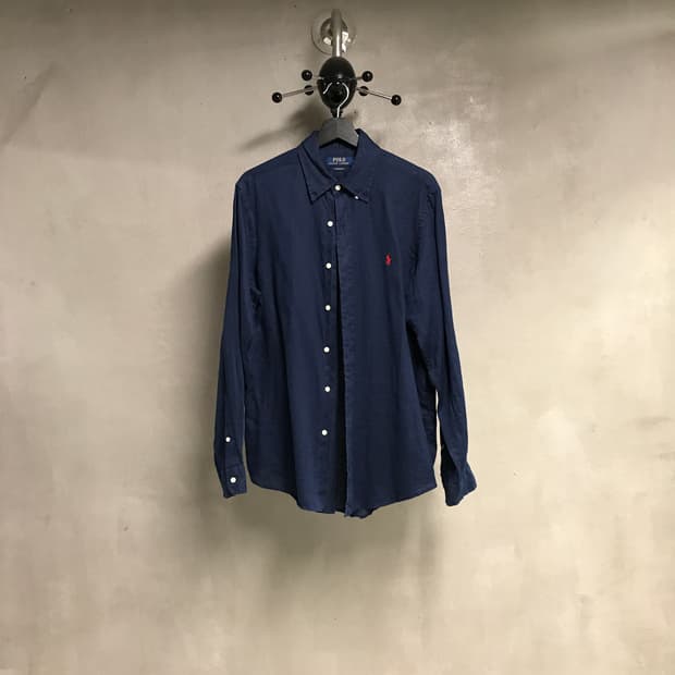 폴로 랄프로렌 QR 린넨 셔츠 네이비 M