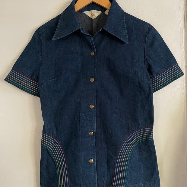 80s 빈티지 웨스턴 데님 셔츠