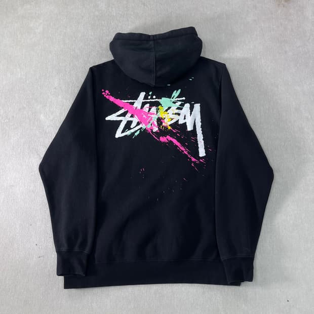 100 스투시 페인트 스플래터 로고 후드티