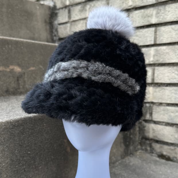 Fur knit cap