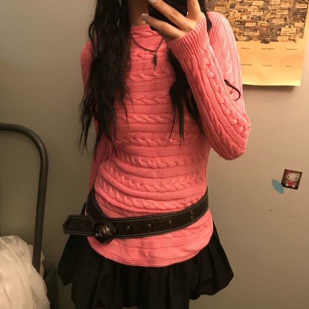 Polo 폴로랄프로렌 딸기우유 보트넥 니트