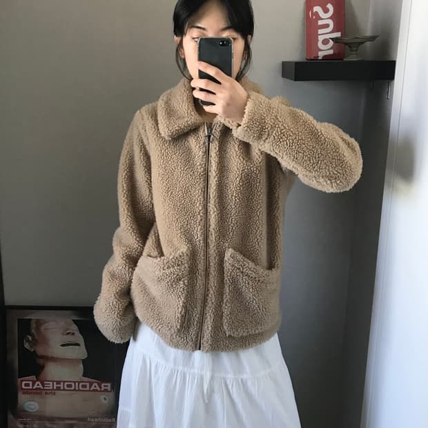 홀리스터 베이지 플리스 집업