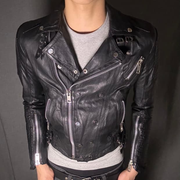 lamb skin slim fit rider jacket