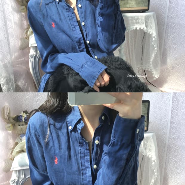 Polo navy linen shirt