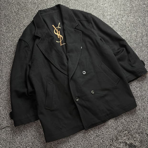90s YSL 입생로랑 블랙 울 캐시미어 혼방 숏 코트 2934