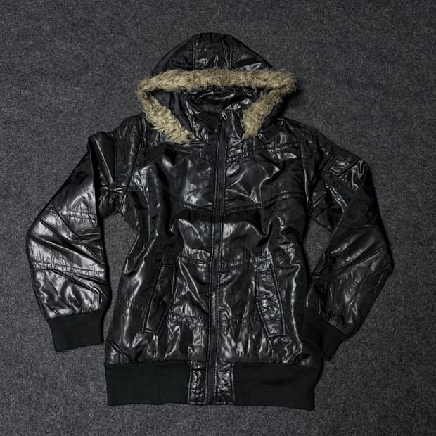 Vintage 00's v-kei Y2k Punk fur hood 