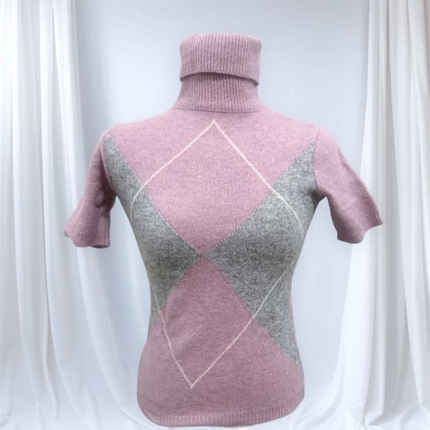 빈티지 아가일 반팔 니트