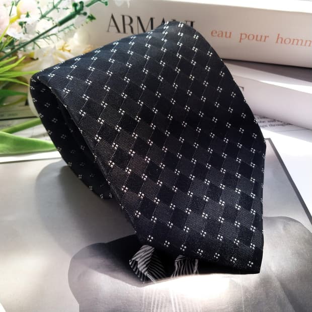 조르지오 아르마니 실크 블랙 자카드 넥타이 9.5cm A+등급 K672
