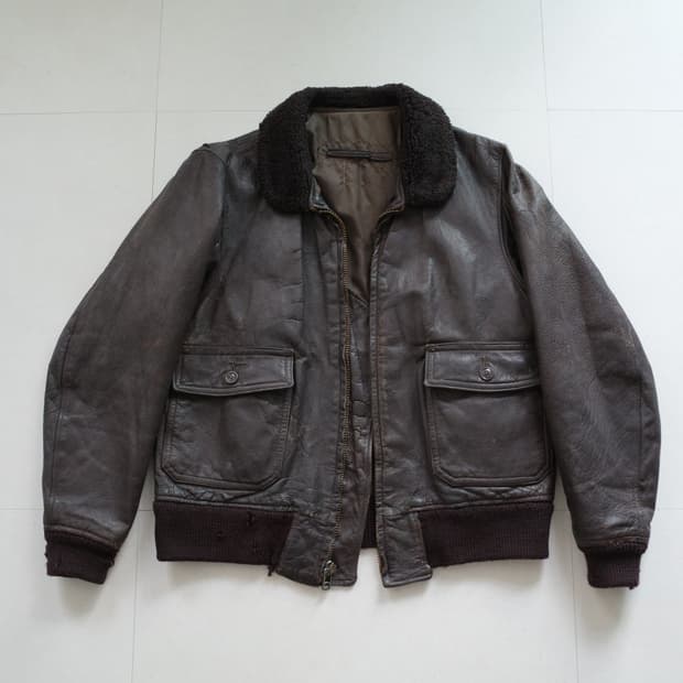 70s 오리지널 미군 USN G-1 플라이트 레더 가죽 자켓  42