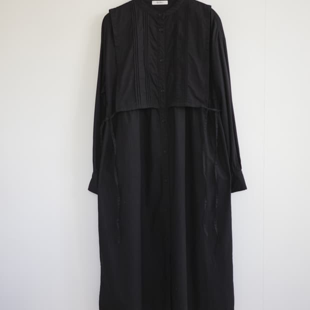 블랙 셔츠형 롱 원피스