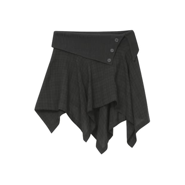 미세키서울 Unbalanced flow mini skirt CHECK