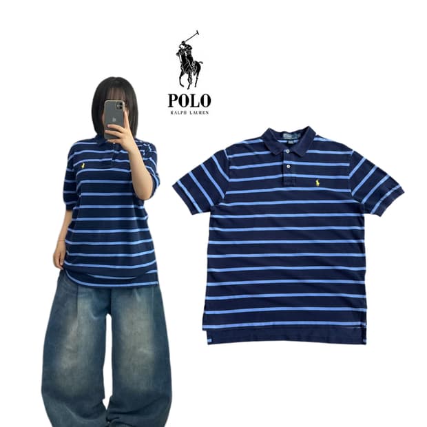 폴로 포니 스트라이프 PK 카라 반팔 티셔츠