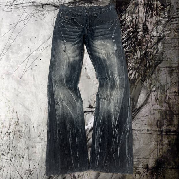 Black Baccara Washed Flare Pants