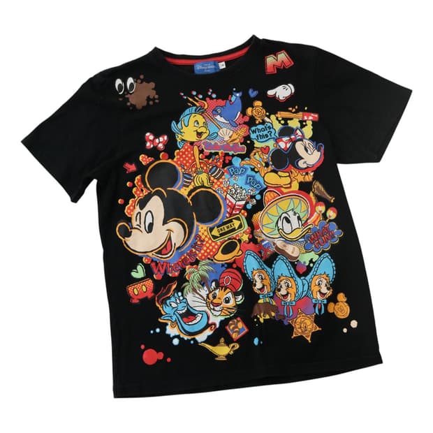 도쿄 디즈니 리조트 정품 미키 & 프렌즈 멀티 캐릭터 그래픽 티셔츠 M