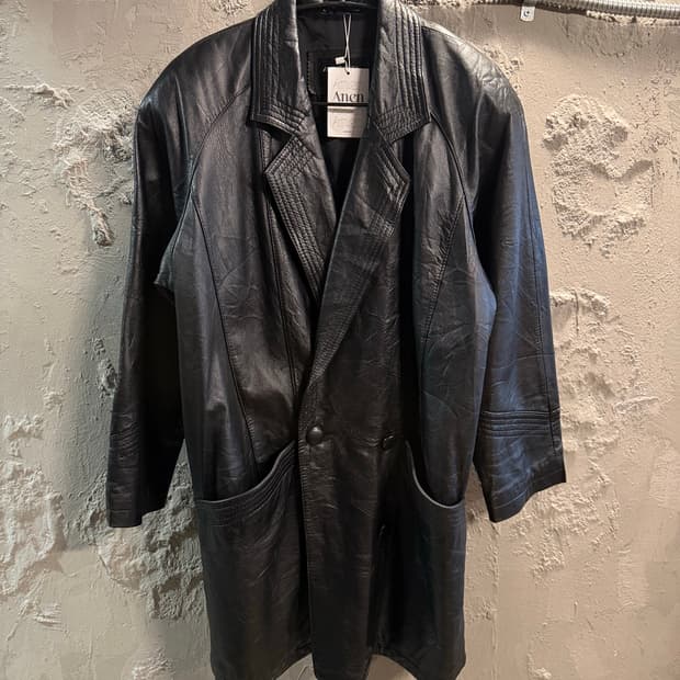 S 아스토르ASTOR KOBE 이태리 양가죽 더블 레더 롱코트 블랙