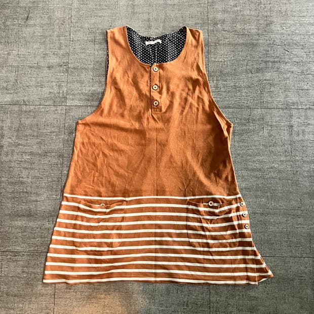 일본빈티지 하구미모리걸 할메카지 도트스트라이프 레이어드 슬립원피스