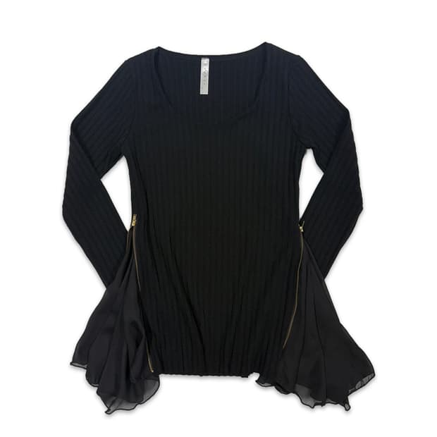 빈티지 블랙 집업 플레어 펑크 니트