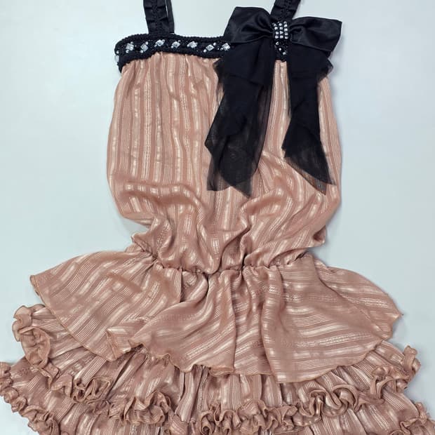 엑시즈팜 일본빈티지)로맨틱 캉캉빅리본 셔링프릴히메라떼갸루 벌룬모리걸원피스