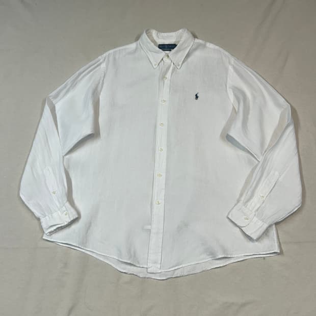 XXL) 폴로 랄프로렌 커스텀핏 화이트 린넨 셔츠