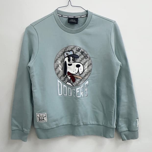 MLB 배트바크 캐릭터 콜라보 기모 민트 자수 맨투맨